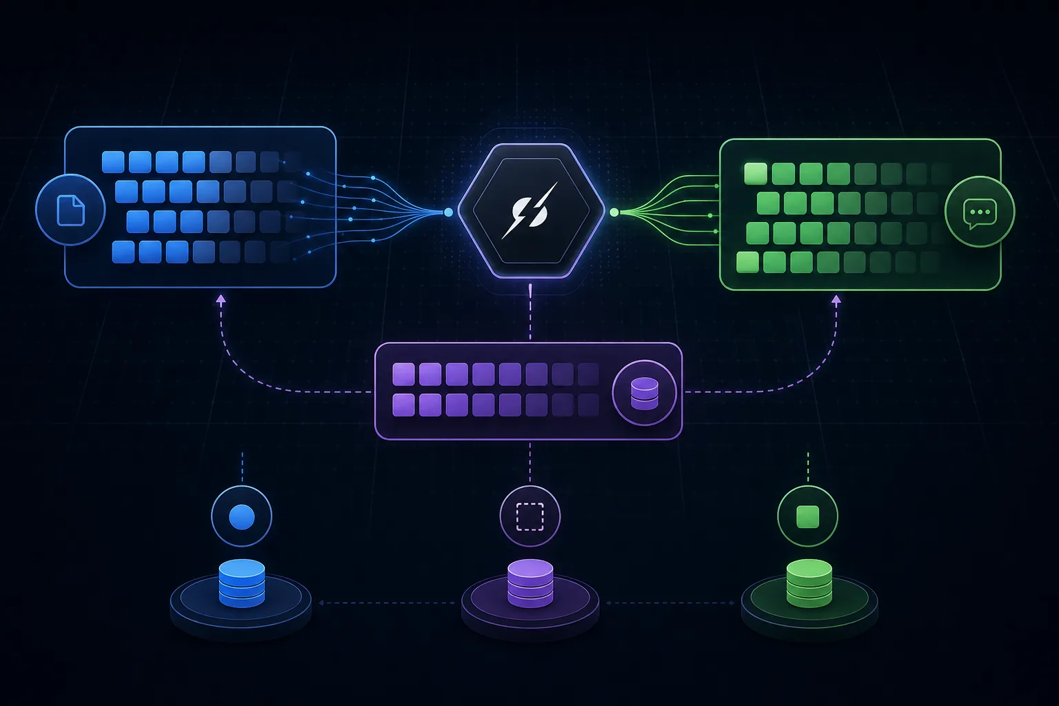 Diagram of tokens flowing through a cache layer, with repeated prompt prefixes served at a lower rate